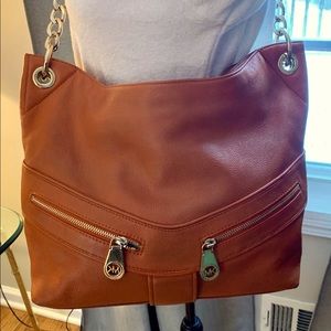 MK Sienna Brown Leather Satchel, VGUC!